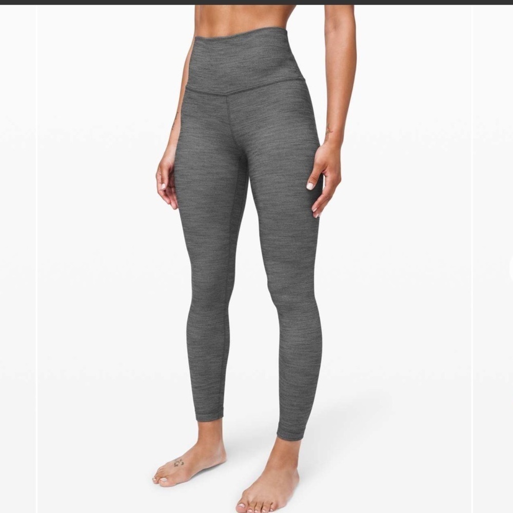 Lululemon Align Pant II 25" in Mini Heathered Herringbone Heathered Black White
